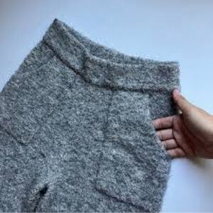 LE BON SHOPPE grey heather wool blend fuzzy Sherpa shearling elastic waist pants